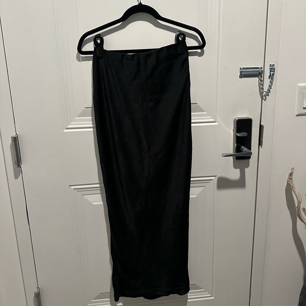 Urban Outfitters Recycled Black Satin Midi Skirt (Size M)
